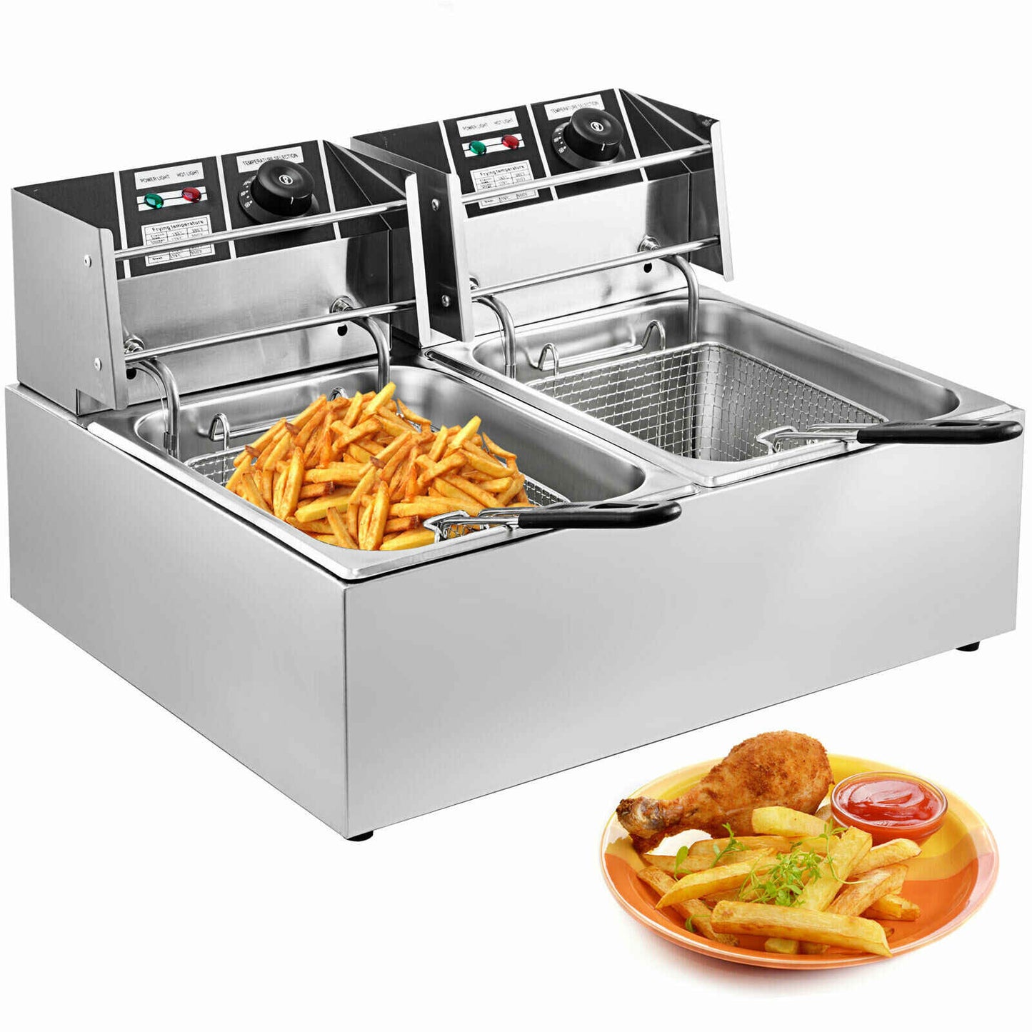 Stainless Steel Electric Countertop Fat Deep Fryer 12L