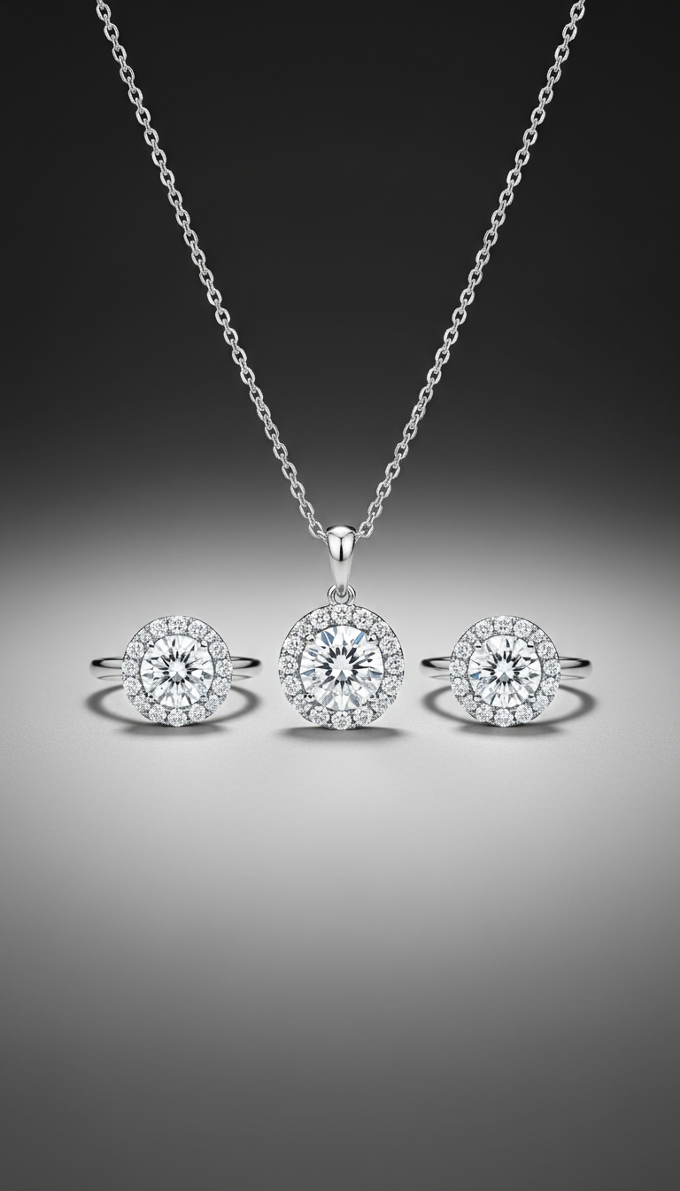Women's Diamond Halo Jewelry Set