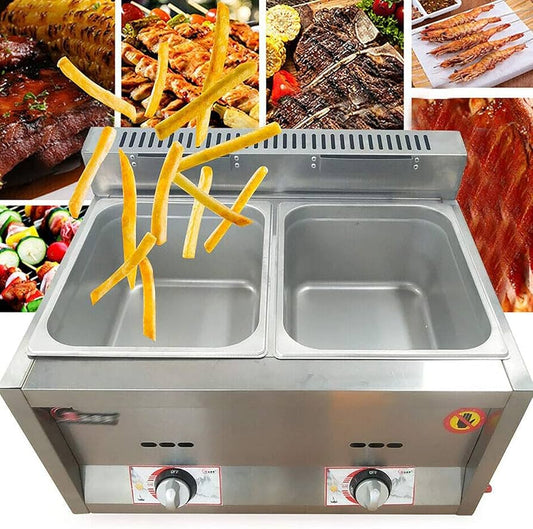 LPG Gas Deep Fryer (6L+6L) Commercial Dual Tanks - 12L