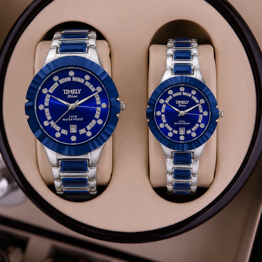Luxury Blue Stainless Steel Women's Quartz Watch | Elegant Waterproof Fashion Wristwatch | Premium Ladies Dress Watch