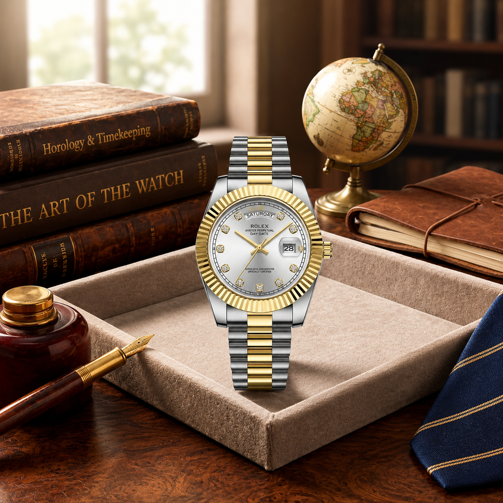 Rolex Day-Date Two-Tone Luxury Watch | Gold & Silver Stainless Steel Men's Analog Wrist Watch | Premium Dress Timepiece