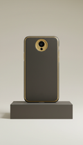 Italian leather phone case with gold detailing