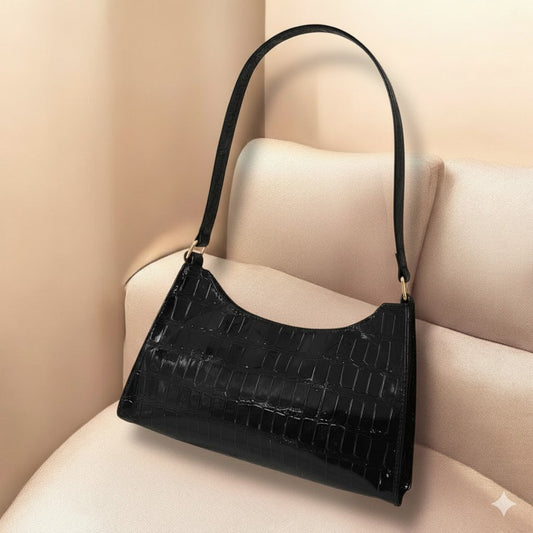 Croc-embossed Armpit Hand Bag