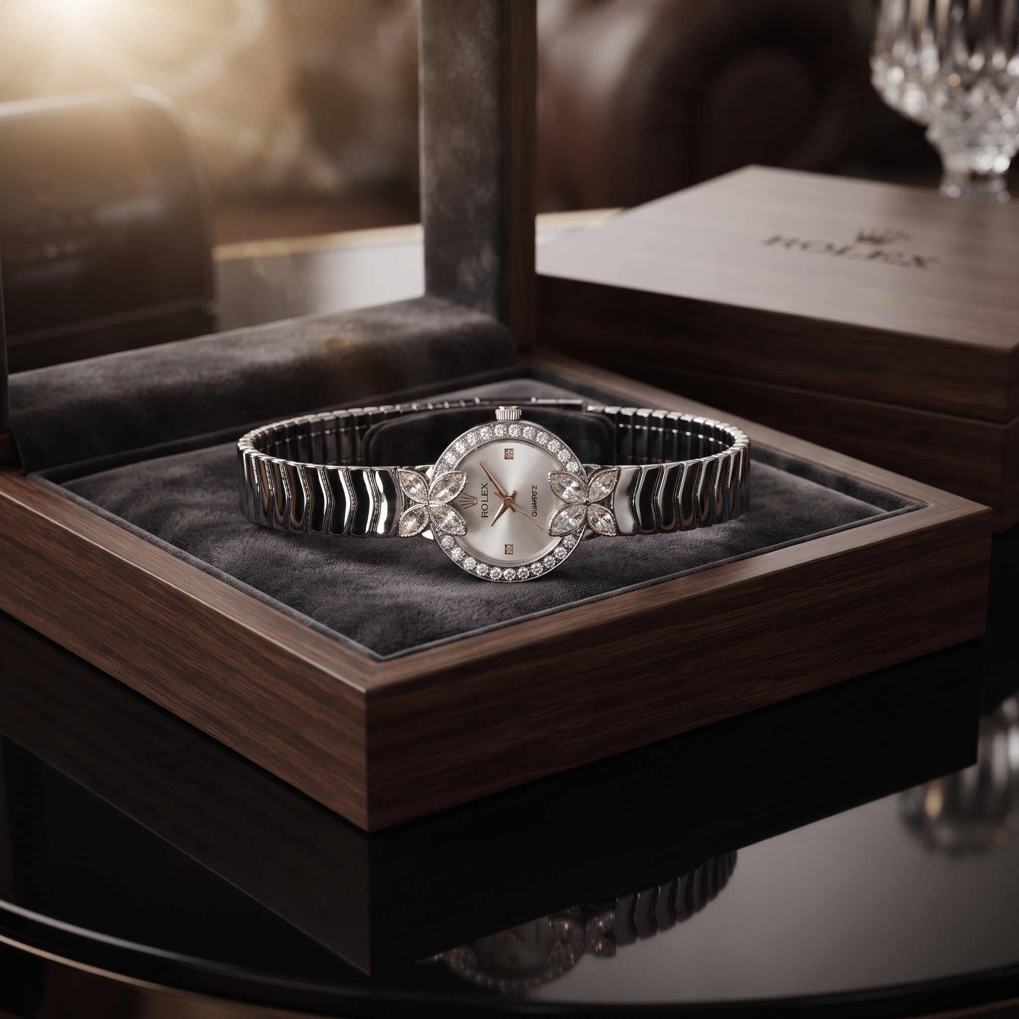 Luxury Women's Silver Crystal Bracelet Watch | Elegant Diamond-Style Dress Watch | Premium Ladies Wristwatch | Zillsta