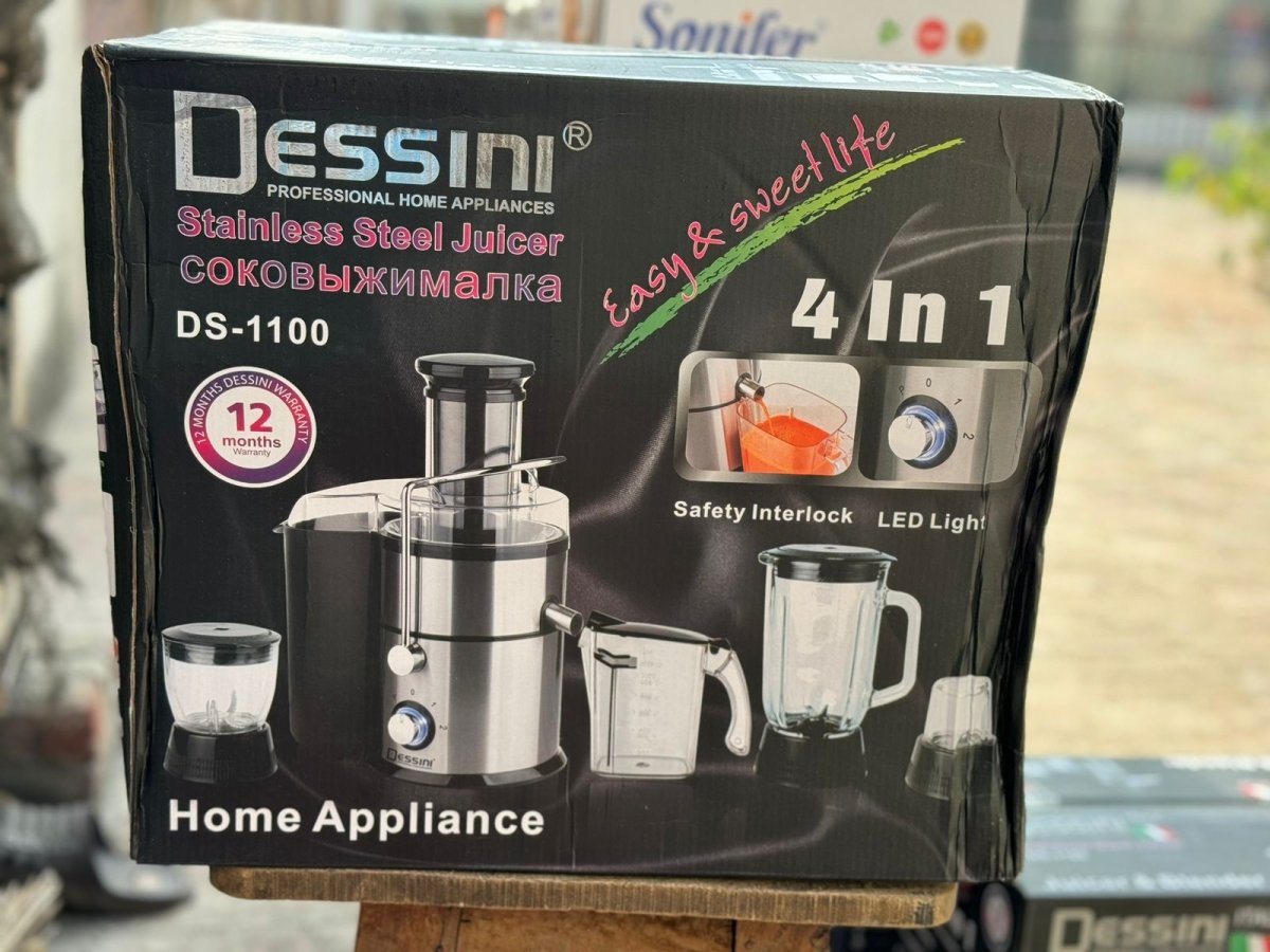 Dessini DS-1100 Italy 4 IN 1 Blender, Grinder, Chopper, Mixer Miller, Juicer Extractor & Smoothie Ice Crusher - 1200W