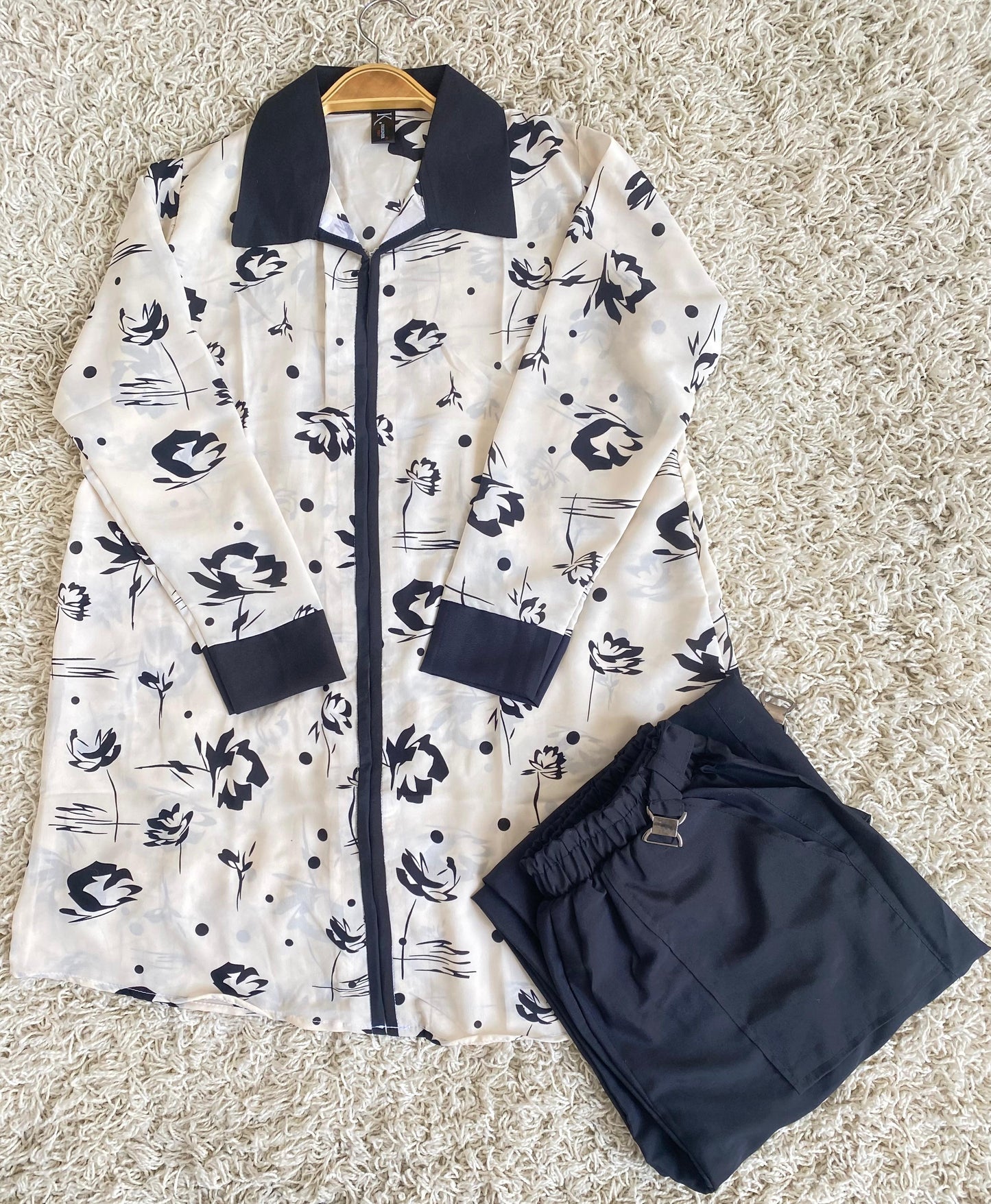 New Arrival  2piece printed shirt and cargo trouser