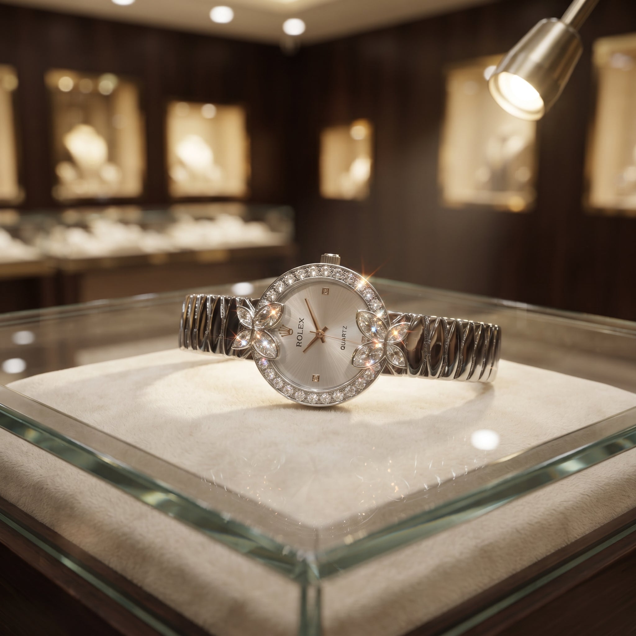 Luxury Women's Silver Crystal Bracelet Watch | Elegant Diamond-Style Dress Watch | Premium Ladies Wristwatch | Zillsta