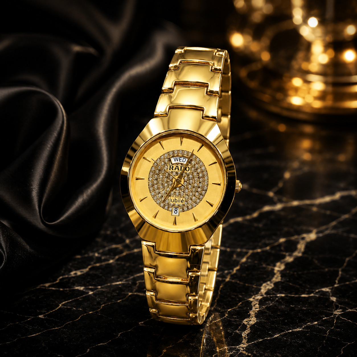 Rado Jubile Gold Women's Luxury Watch | Premium Diamond Dial Stainless Steel Wrist Watch | Elegant Analog Timepiece
