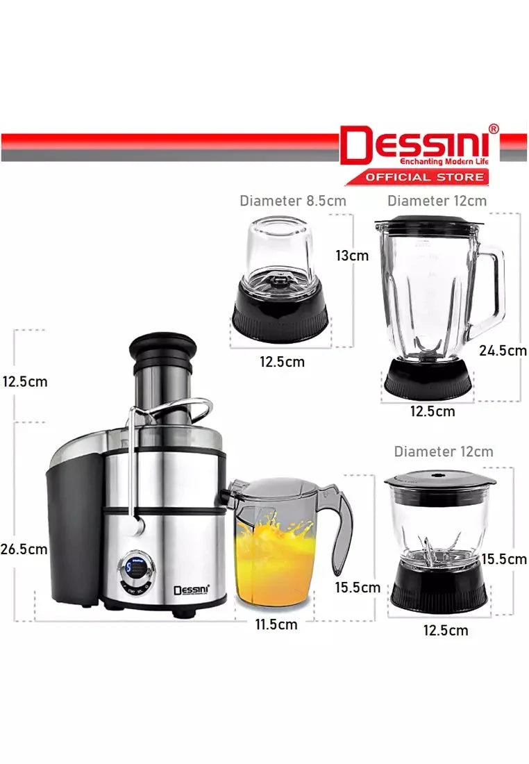 Dessini DS-1188 Italy 4 IN 1 Lcd Display Blender, Grinder, Chopper, Mixer Miller, Juicer Extractor & Smoothie Ice Crusher - 1800W