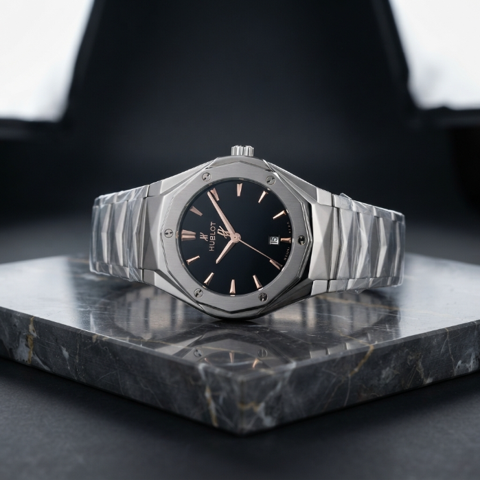 Hublot Luxury Men's Stainless Steel Watch | Premium Analog Chronograph Wrist Watch | Business, Casual & Formal Fashion Watch | Luxury Gift for Men