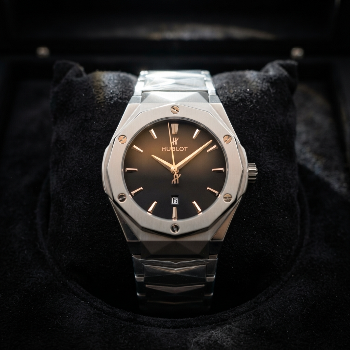 Hublot Luxury Men's Stainless Steel Watch | Premium Analog Chronograph Wrist Watch | Business, Casual & Formal Fashion Watch | Luxury Gift for Men