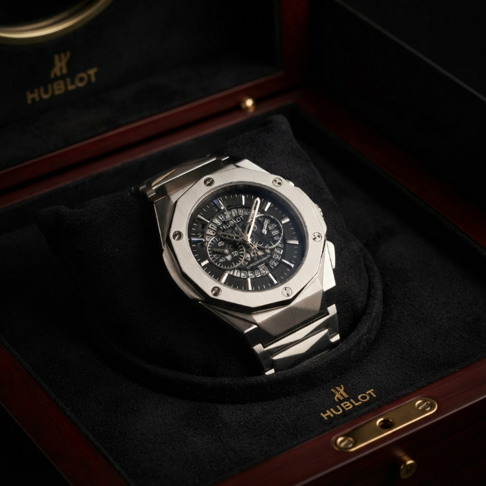 Luxury Stainless Steel Men's Chronograph Watch – Premium Silver Business Wristwatch with Metal Strap