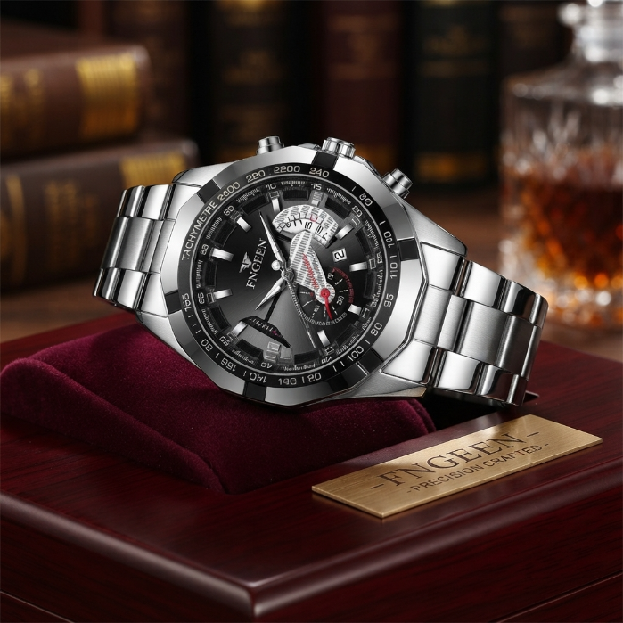 Luxury FNGEN Premium Chronograph Watch for Men – Stainless Steel Business Wristwatch