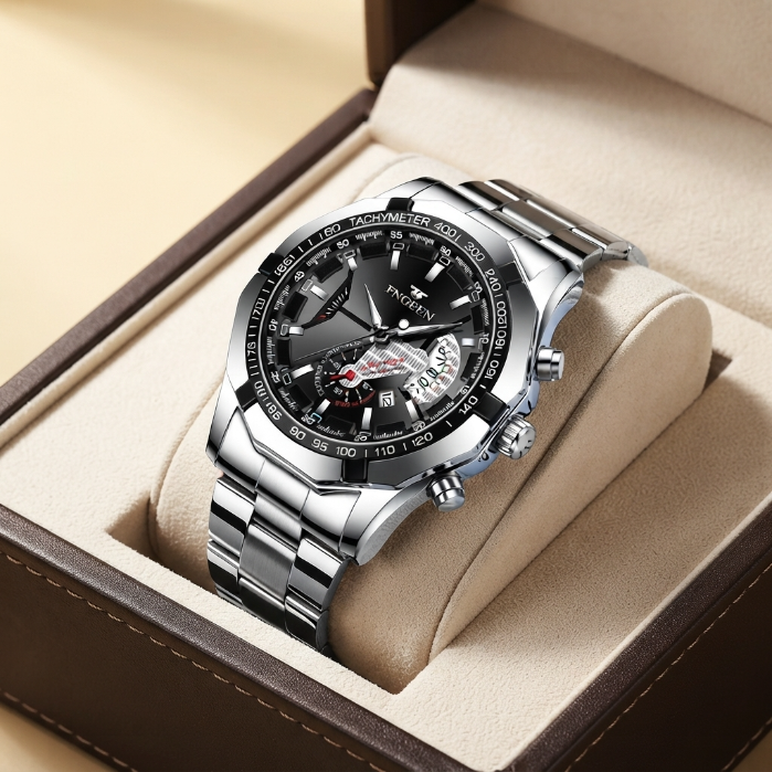 Luxury FNGEN Premium Chronograph Watch for Men – Stainless Steel Business Wristwatch