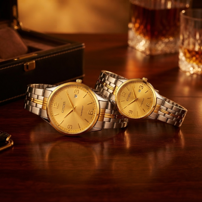 Citizen Luxury Couple Watch Set – Gold & Silver Matching His & Hers Watches | Premium Gift Collection