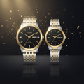 Citizen Luxury Couple Watch Set – Gold & Silver Stainless Steel Quartz Watches | Waterproof Dress Watches for Men & Women | Premium Gift