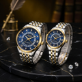 SCO Luxury Couple Watch Set – Gold & Silver Stainless Steel Quartz Watches | Premium Matching His & Hers Watches | Elegant Gift Box
