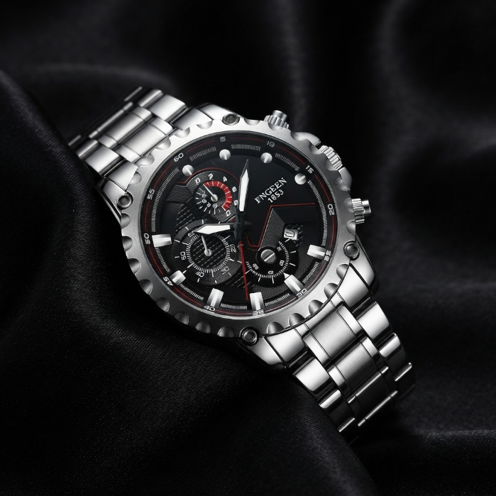 FNGEEN 1853 Luxury Men's Stainless Steel Watch | Premium Quartz Analog Wrist Watch | Business & Casual Fashion Watch