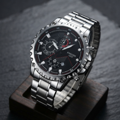 FNGEEN 1853 Luxury Men's Stainless Steel Watch | Premium Quartz Analog Wrist Watch | Business & Casual Fashion Watch