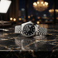 Rolex Datejust Style Stainless Steel Luxury Watch – Black Diamond Dial