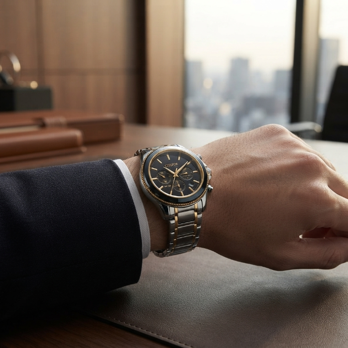 Citizen Luxury Men's Two-Tone Stainless Steel Watch | Premium Quartz Analog Wrist Watch | Business & Casual Fashion Timepiece