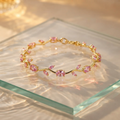 Luxury Pink Crystal Gold Bracelet for Women | Elegant Sparkling Jewellery Gift
