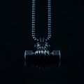 Men’s Black Dumbbell Pendant Necklace – Gothic Fitness Gym Jewelry – Stainless Steel Chain – Stylish Gift for Him