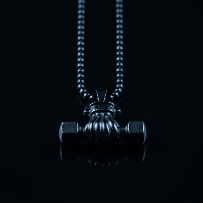 Black Dumbbell Pendant Necklace for Men – Stainless Steel Fitness Gym Chain | Luxury Fashion Jewelry
