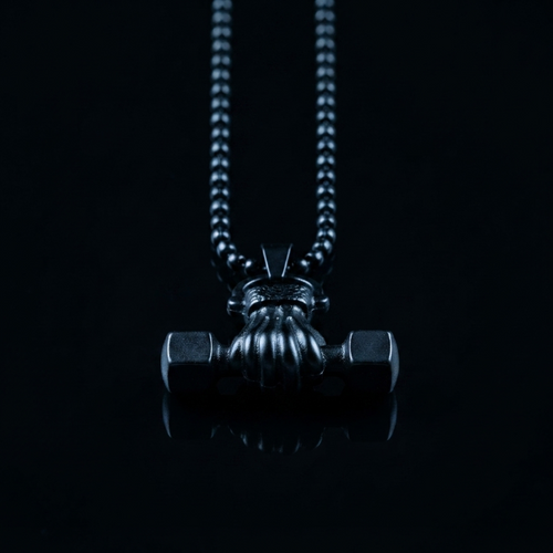Black Dumbbell Pendant Necklace for Men – Stainless Steel Fitness Gym Chain | Luxury Fashion Jewelry