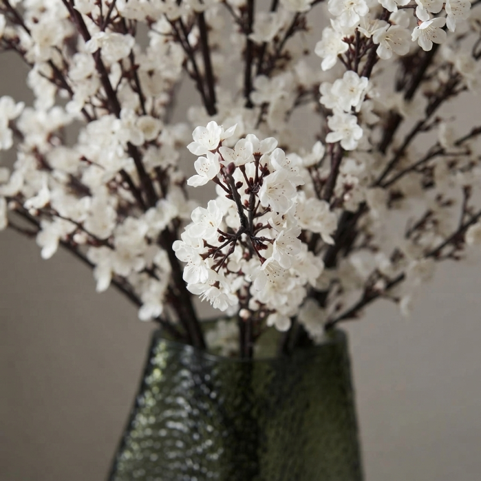 Artificial White Baby's Breath Flowers with Modern Glass Vase | Elegant Home Decor Arrangement