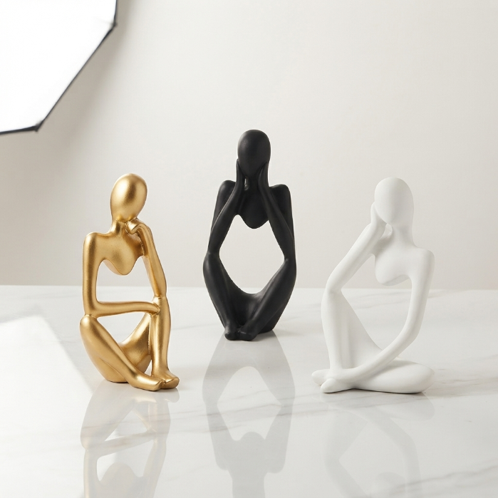 Modern Abstract Thinker Statue Set – Luxury Resin Sculpture Home Decor