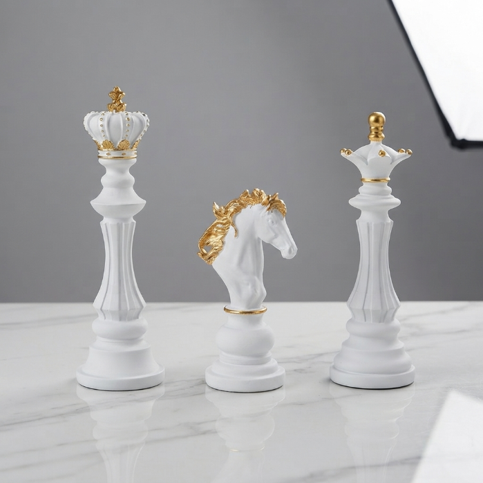 Luxury Chess Piece Figurine Set – Modern Resin Home Decor Ornaments