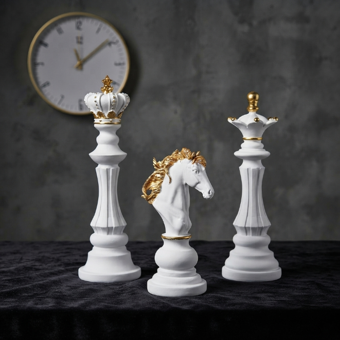 Luxury Chess Piece Figurine Set – Modern Resin Home Decor Ornaments