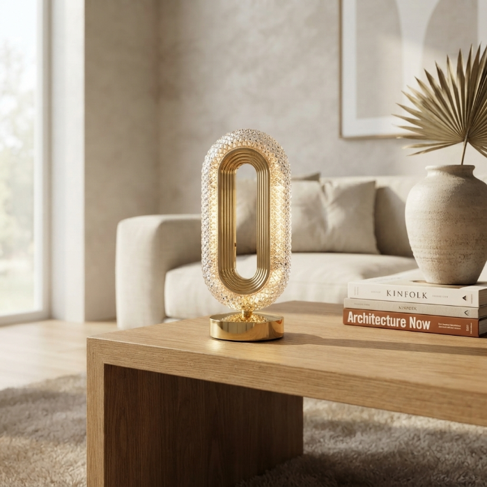 Modern Crystal LED Table Lamp – Luxury Gold Bedside Lamp for Living Room & Bedroom