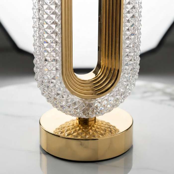 Modern Crystal LED Table Lamp – Luxury Gold Bedside Lamp for Living Room & Bedroom