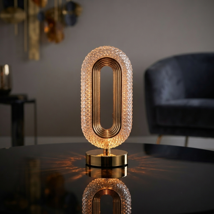 Modern Crystal LED Table Lamp – Luxury Gold Bedside Lamp for Living Room & Bedroom