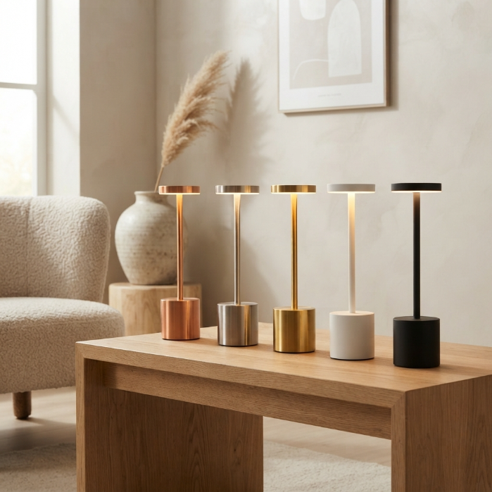 Modern Rechargeable LED Table Lamp – Cordless Touch Dimmable Metal Desk Lamp for Home & Office