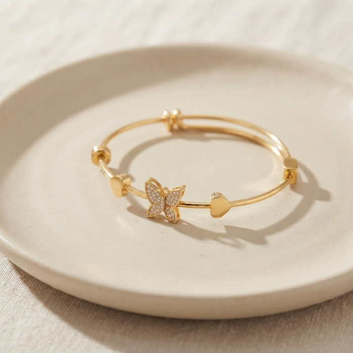 Elegant Butterfly Bracelet for Women | Gold-Tone Butterfly Bangle | Stylish Fashion Jewelry | Gift for Women & Girls