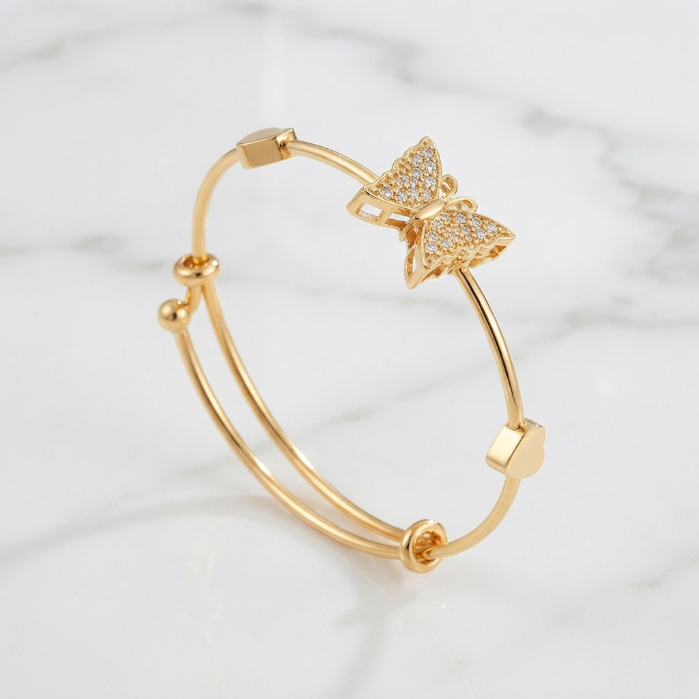 Elegant Butterfly Bracelet for Women | Gold-Tone Butterfly Bangle | Stylish Fashion Jewelry | Gift for Women & Girls