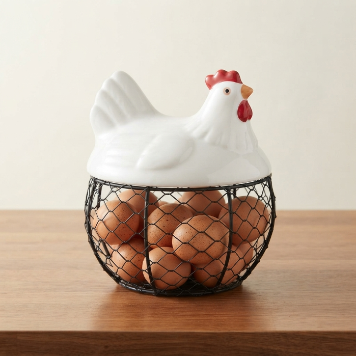 Cute Chicken Egg Holder & Storage Basket – Kitchen Organizer