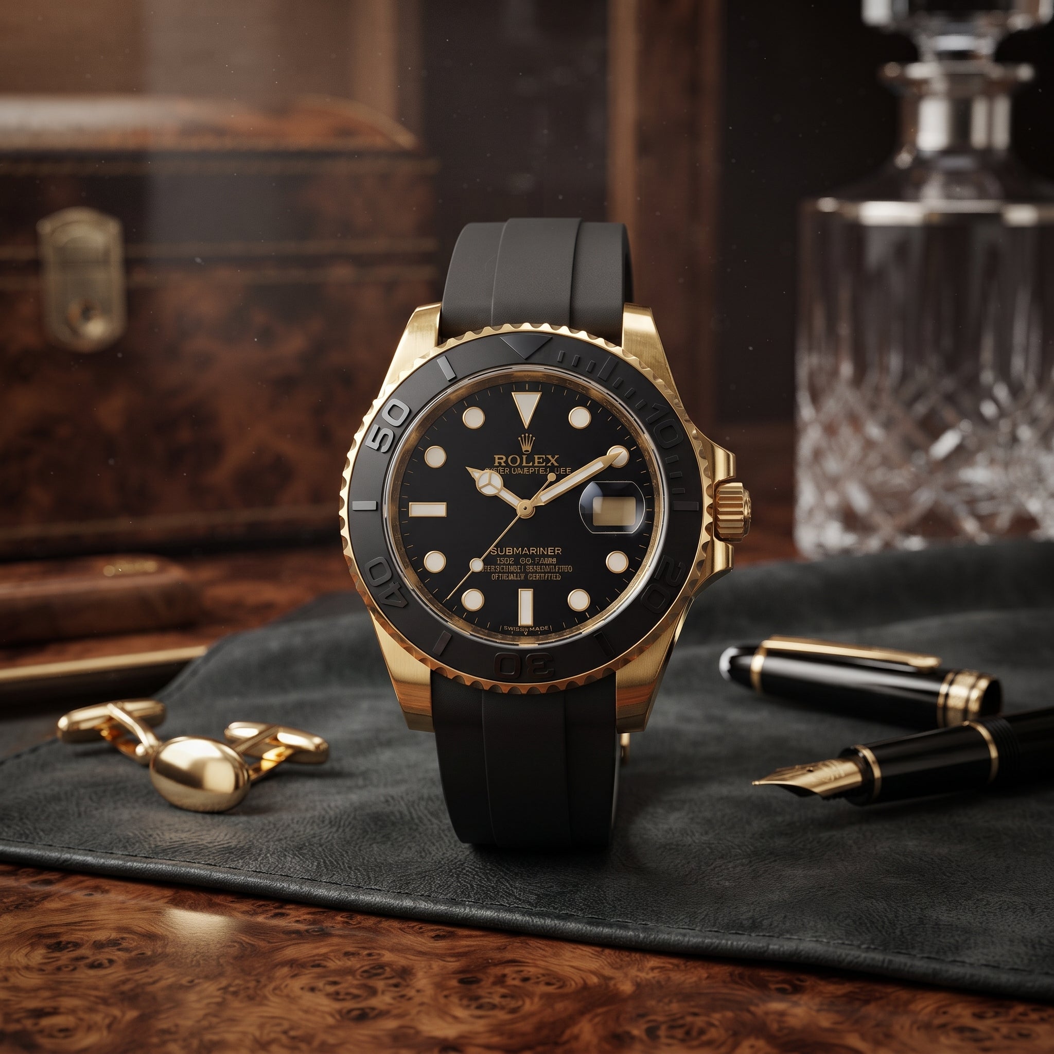 Rolex Oyster Perpetual Yacht-Master Gold Black Watch | Luxury Men's Swiss Watch  Option 3