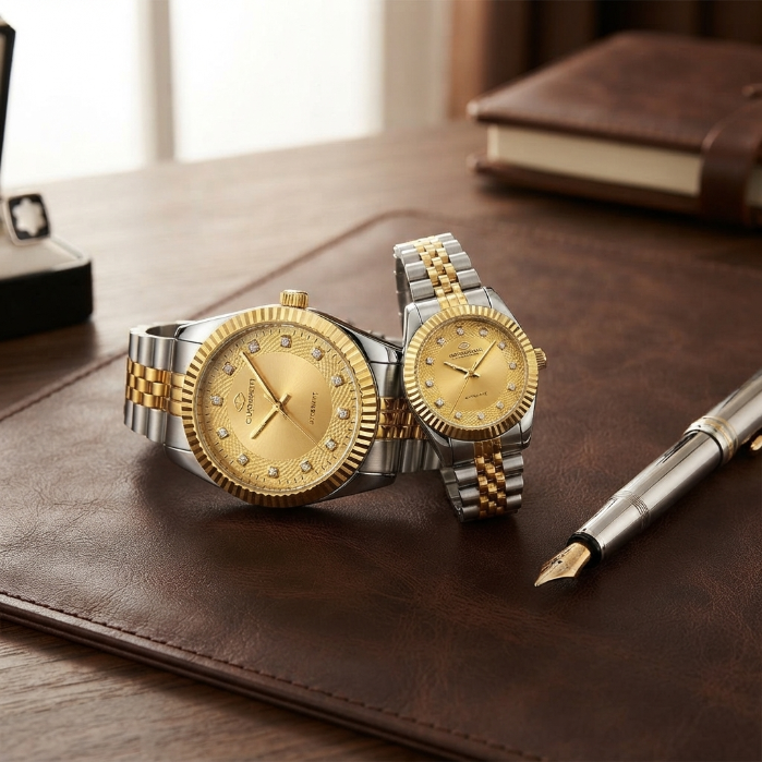Luxury Silver Automatic Watch with Blue Leather Strap | Premium Men's Dress Watch | Elegant Business Timepiece