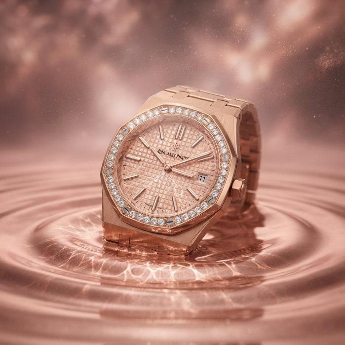 Audemars Piguet Royal Oak Rose Gold Luxury Watch | Diamond Bezel Analog Men's Wrist Watch | Premium Designer Timepiece