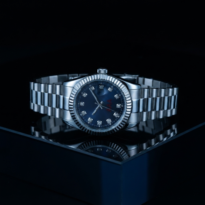 Luxury Men's Blue Dial Stainless Steel Watch | Waterproof Analog Quartz Wristwatch