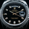 Luxury Day-Date Style Men's Watch – Black Diamond Dial | Stainless Steel Premium Dress Watch