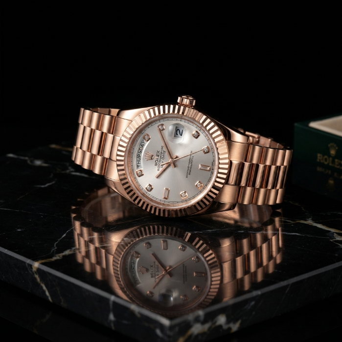 Rolex Oyster Perpetual Day-Date 40 Rose Gold Diamond Dial | Luxury Men's Swiss Watch