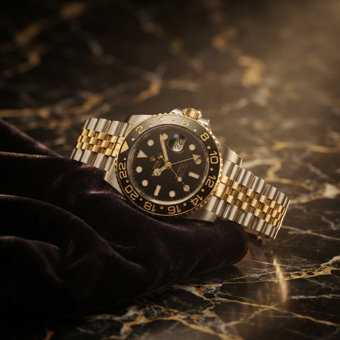 Luxury Gold & Silver GMT Style Watch for Men – Two-Tone Stainless Steel Waterproof Fashion Wristwatch