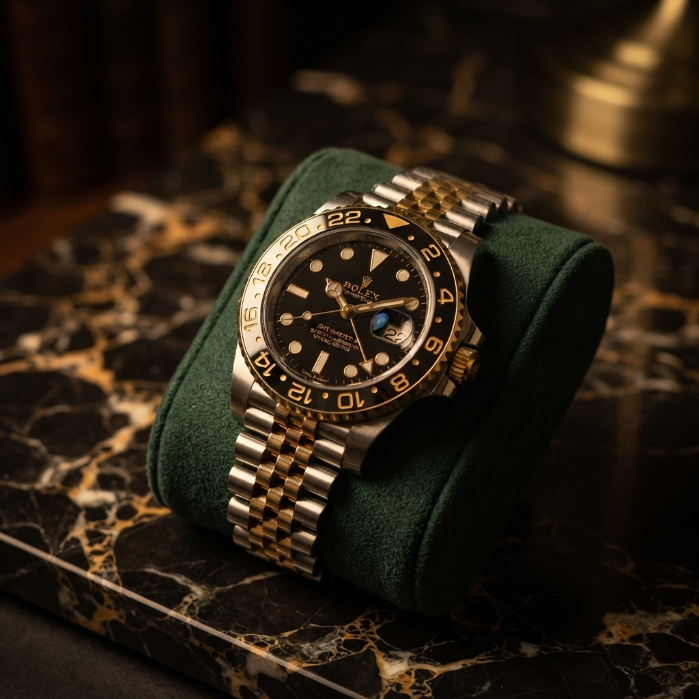 Luxury Gold & Silver GMT Style Watch for Men – Two-Tone Stainless Steel Waterproof Fashion Wristwatch