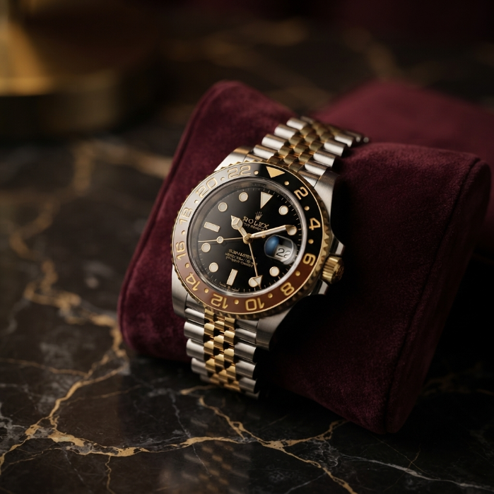 Luxury Gold & Silver GMT Style Watch for Men – Two-Tone Stainless Steel Waterproof Fashion Wristwatch