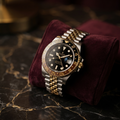 Luxury Gold & Silver GMT Style Watch for Men – Two-Tone Stainless Steel Waterproof Fashion Wristwatch